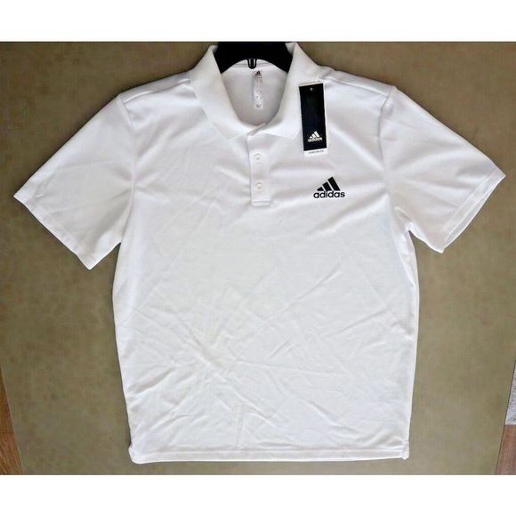 adidas GL0484 Men's Sz Large White/Black Designed to Move 3-Stripes Polo Shirt - Picture 7 of 9